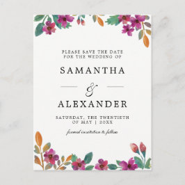 Watercolor Bloemen & Moderne Typografie Trouwfeest Aankondigingskaart
