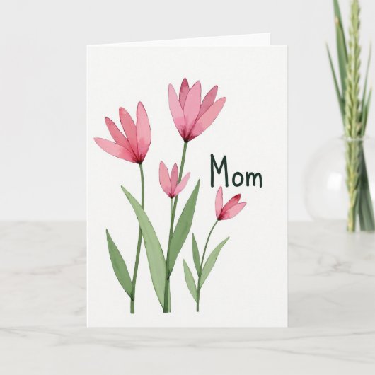 Watercolor Bloemen Moeder Kaart (Voorkant)