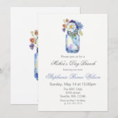 Watercolor Bloemen Moederdag Brunch Theepartij Kaart (Voorkant / Achterkant)