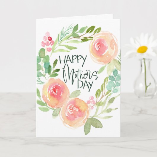 Watercolor Bloemen Moederdag Kaart (Kleine Plant)