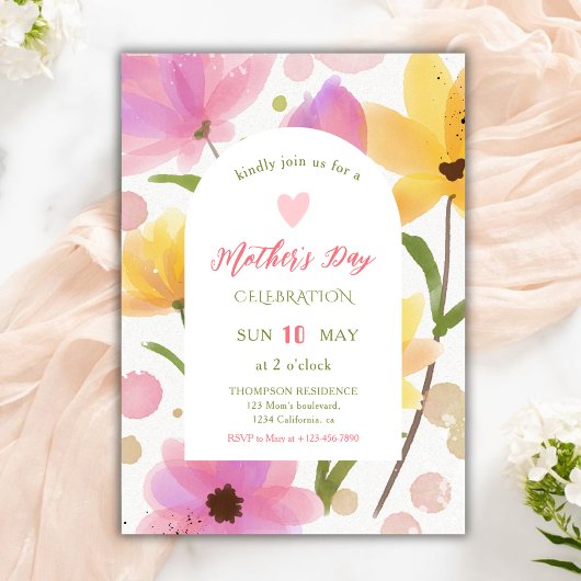 Watercolor Bloemen Moederdag Viering Kaart