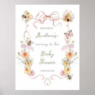 Watercolor Bloemen Mommy to Bee Baby Shower Welkom Poster