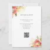 Watercolor Bloemen Monogram QR Code Trouwen Kaart (Achterkant)