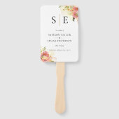 Watercolor Bloemen Monogram Trouwprogramma Handwaaier (Voorkant)