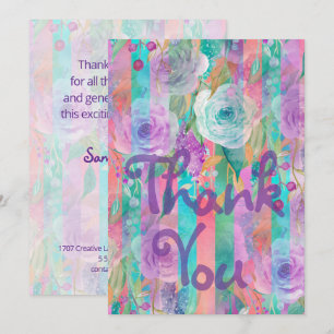 Watercolor Bloemen naadloos patroon 8 Bedankkaart