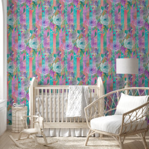 Watercolor Bloemen naadloos patroon 8 Behang