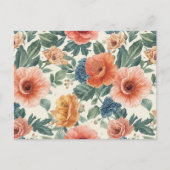 Watercolor Bloemen Naadloos Patroon Briefkaart (Voorkant)