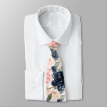 Watercolor Bloemen Navy Blauwe Blos Roze Rozen  