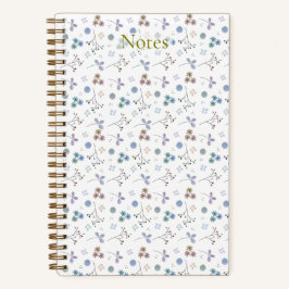 Watercolor Bloemen Notitieboek - Blauw