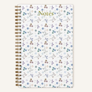 Watercolor Bloemen Notitieboek - Blauw
