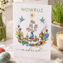 Watercolor Bloemen Nowruz Mubarak- Wenskaart