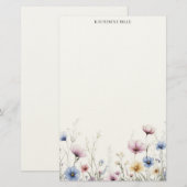 Watercolor Bloemen Onderste Rand Wilde Bloemen Briefpapier (Voorkant / Achterkant)