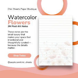 Watercolor Bloemen Ontwerp 3M Post-it® Notities Notes