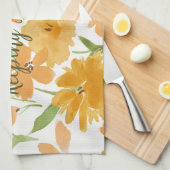 Watercolor Bloemen Oranje "Opgeruimd" Theedoek (Quarter Fold)