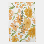 Watercolor Bloemen Oranje "Opgeruimd" Theedoek (Verticaal)