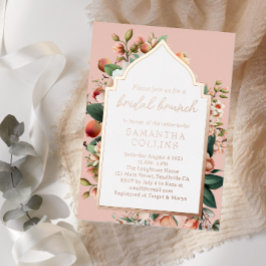 Watercolor Bloemen Perzik Roze Gouden Bruiloft Bru Folie Uitnodiging