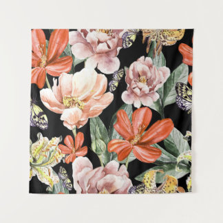 Watercolor Bloemen: Pioen Roos Lelie Wandkleed