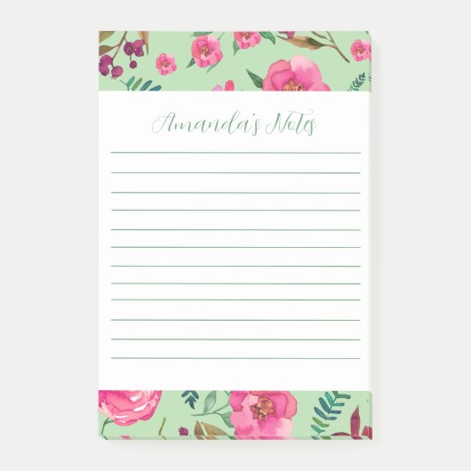 Watercolor Bloemen Post-it® Notes (Voorkant)