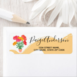 Watercolor Bloemen Retouradres Label