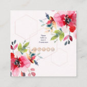 WATERCOLOR BLOEMEN, RODE OMBRE VIERKANTE VISITEKAARTJE (Achterkant)