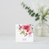 WATERCOLOR BLOEMEN, RODE OMBRE VIERKANTE VISITEKAARTJE (Staand voorkant)