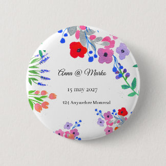 Watercolor bloemen ronde button 5,7 cm
