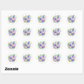 Watercolor Bloemen Ronde Sticker (Vel)
