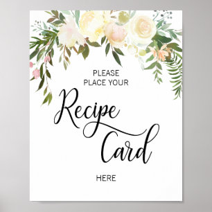Watercolor Bloemen Roze Bruiloft RECEPT TEKEN Poster