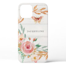 Watercolor Bloemen Roze Goud Glitters Groene Plant