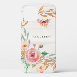 Watercolor Bloemen Roze Goud Glitters Groene Plant Case-Mate iPhone Case
