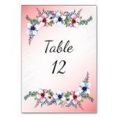 Watercolor Bloemen Roze Tafel Nummer Kaart (Achterkant)