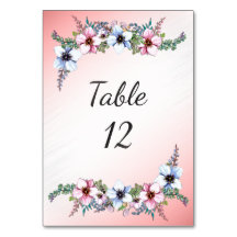Watercolor Bloemen Roze Tafel Nummer