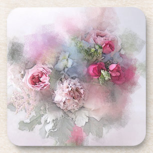 Watercolor Bloemen Rozen Boeket Elegante Sjabloon Bier Onderzetter