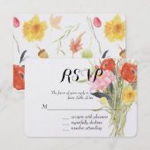 Watercolor Bloemen RSVP Kaartje (Voorkant / Achterkant)