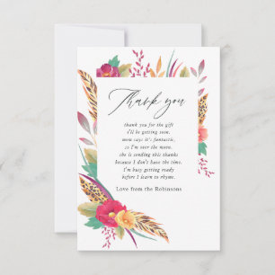 Watercolor Bloemen Safari Baby Shower Bedankkaart