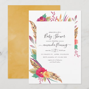 Watercolor Bloemen Safari Baby Shower Kaart
