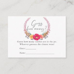 Watercolor Bloemen Safari Baby Shower Snoep Spel Informatiekaartje