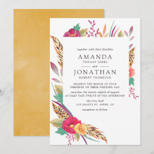Watercolor Bloemen Safari Bruiloft Kaart