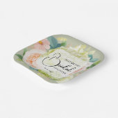 Watercolor Bloemen Sage Groen Bruidsmeisjesfeest Papieren Bordje (Gebogen)