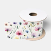 Watercolor Bloemen Satijnen Lint (Spoel)