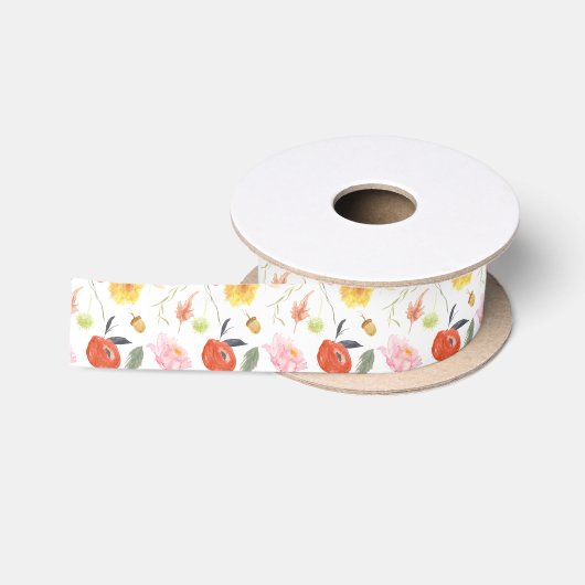Watercolor Bloemen Satijnen Lint (Spoel)