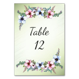 Watercolor Bloemen Schitteren Tafel Nummer Kaart