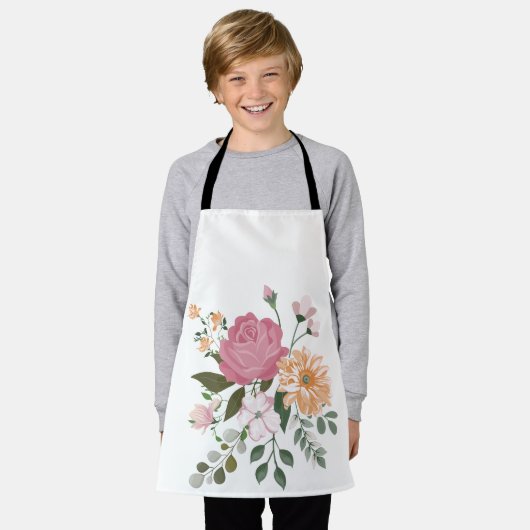 Watercolor bloemen schort (Gedragen)