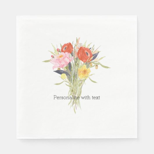 Watercolor Bloemen Servetten (Voorkant)