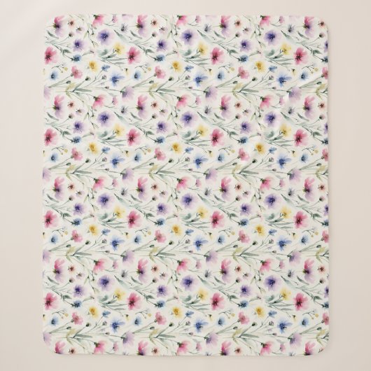 Watercolor Bloemen Sherpa Deken (Voorkant)