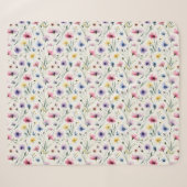 Watercolor Bloemen Sherpa Deken (Voorkant (horizontaal))