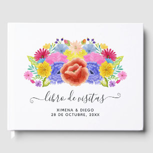 Watercolor Bloemen Spaanse Fiesta Bruiloft Gastenboek