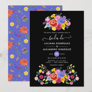 Watercolor Bloemen Spaanse Fiesta Bruiloft Kaart