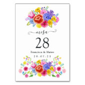 Watercolor Bloemen Spaanse Fiesta Bruiloft Kaart (Achterkant)