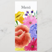 Watercolor Bloemen Spaanse Fiesta Bruiloft Menu (Achterkant)